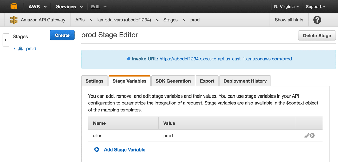 AWS staging variables