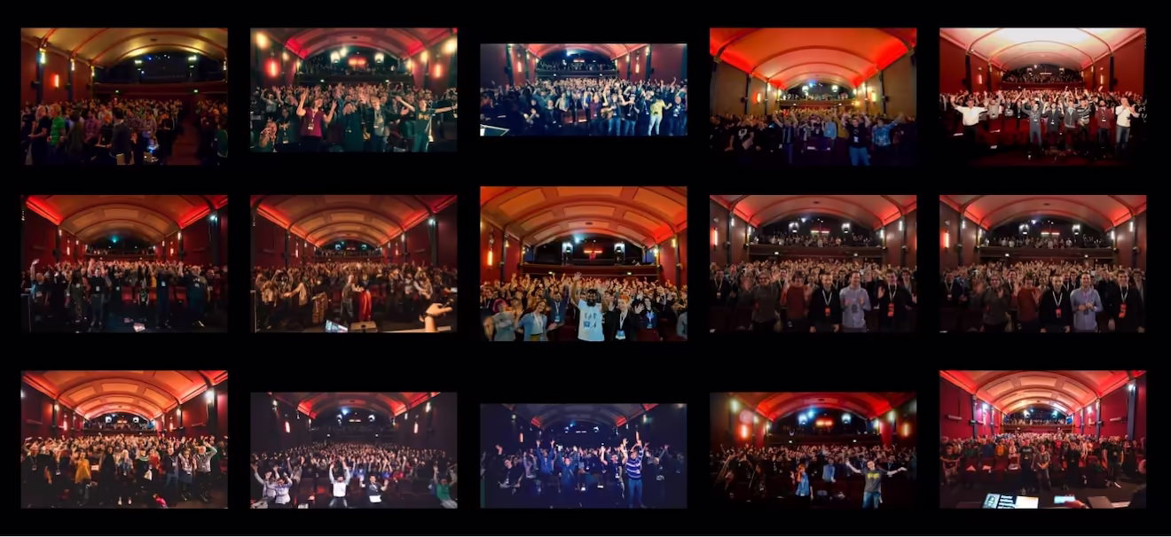 The audience over the years, looking happy with their hands raised high