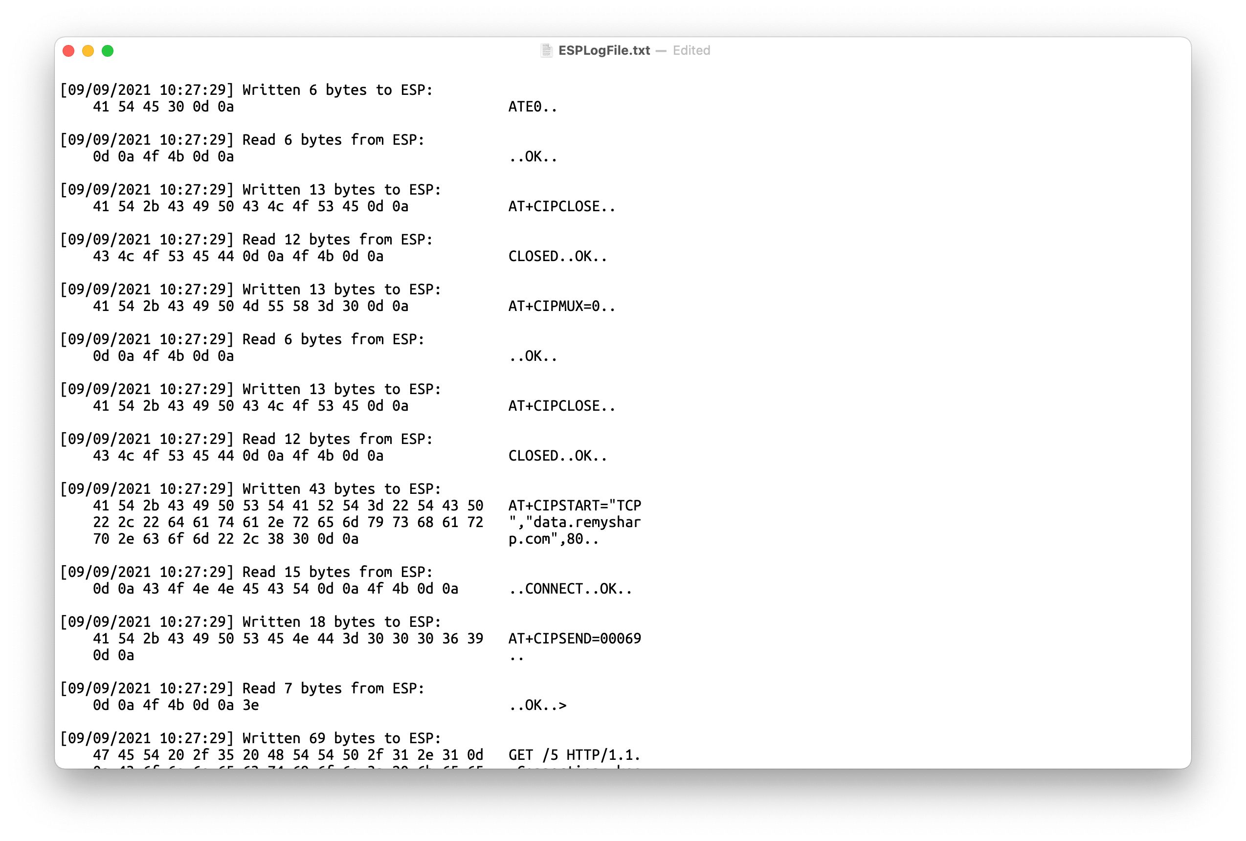 Result of cspect logger