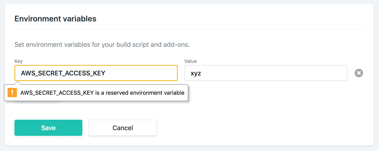 AWS env value error