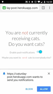 Demo of Caturday push notification on Android
