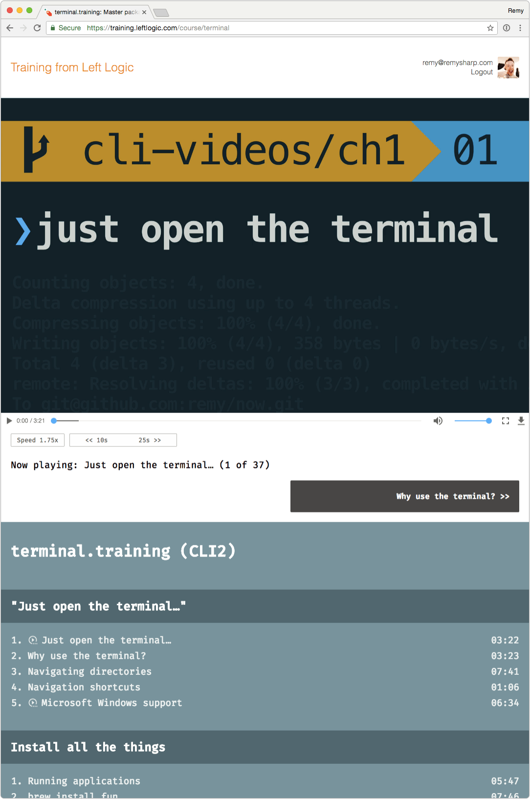 Terminal training screenshot