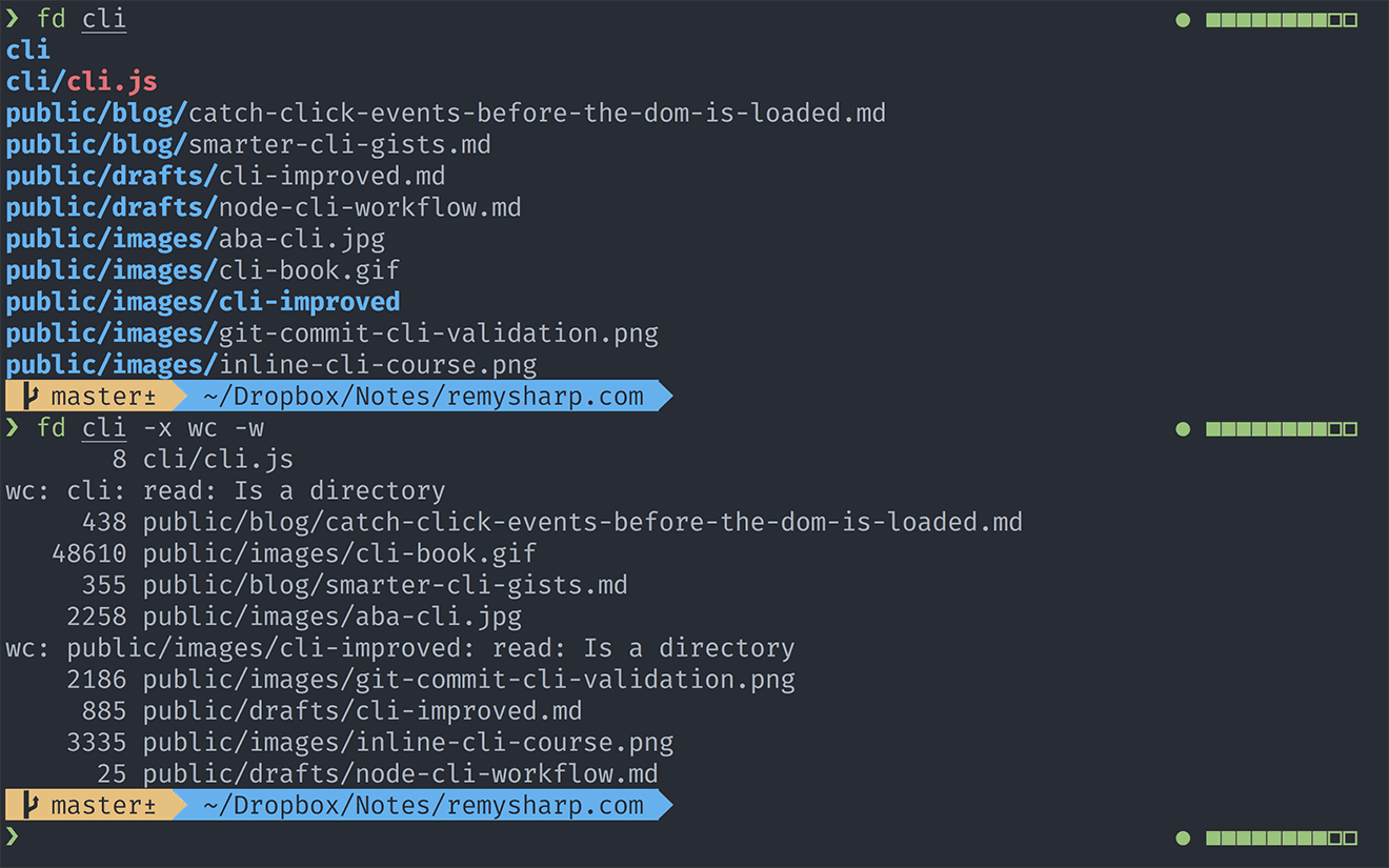 Sample fd output fd output